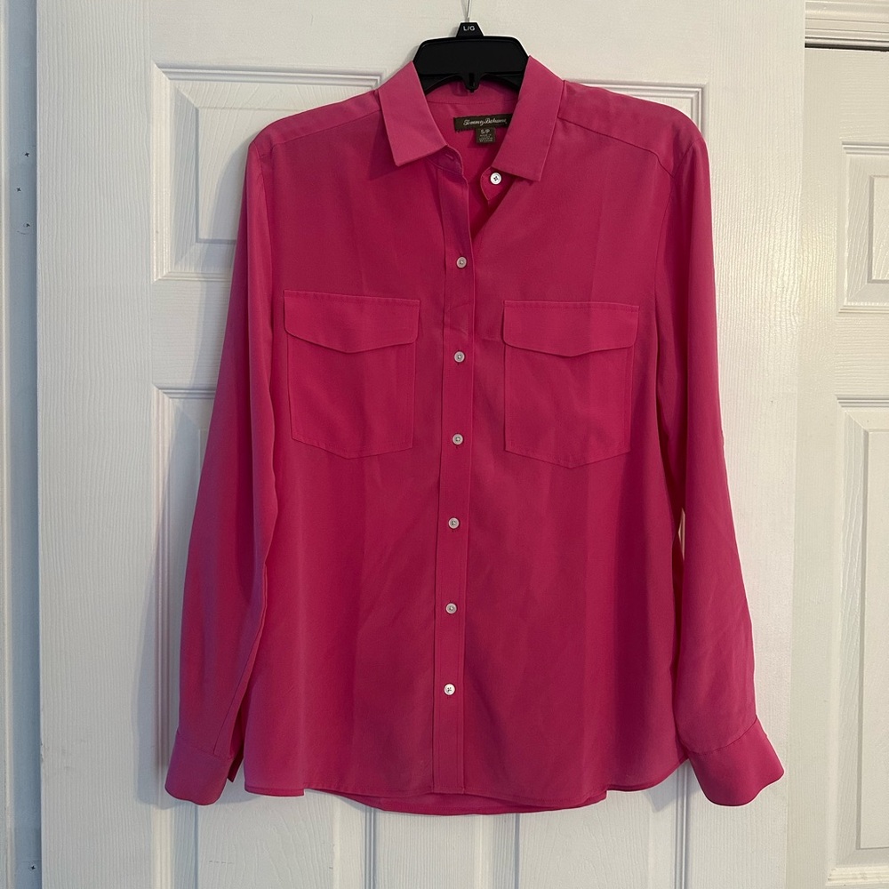 Tommy Bahama 100% Silk Vibrant Pink Shirt